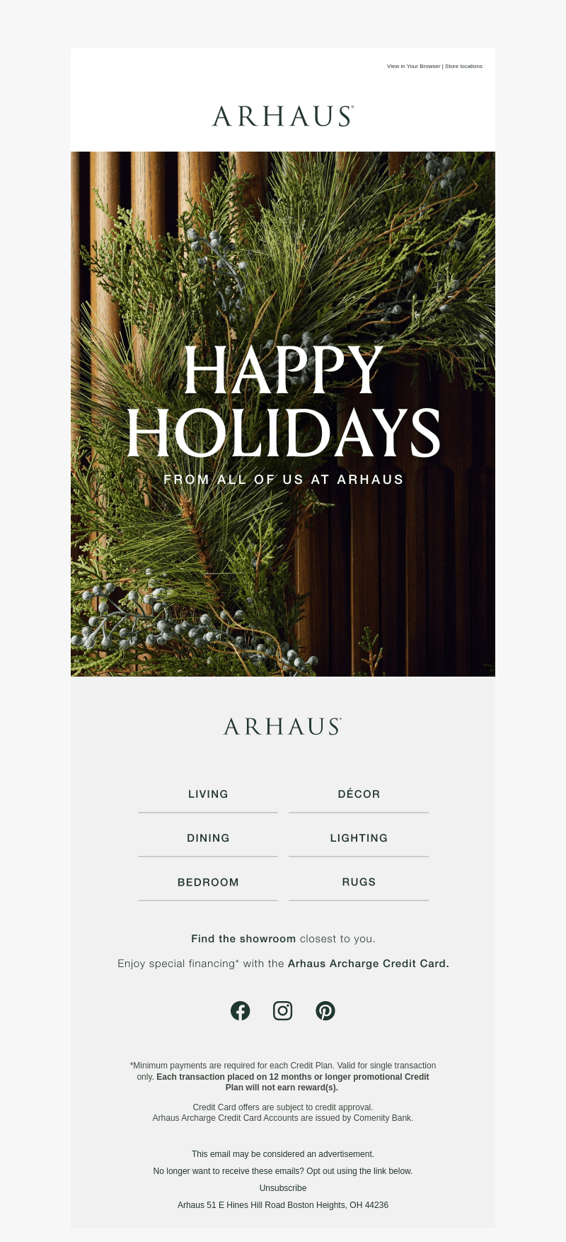 Happy Holidays from Arhaus