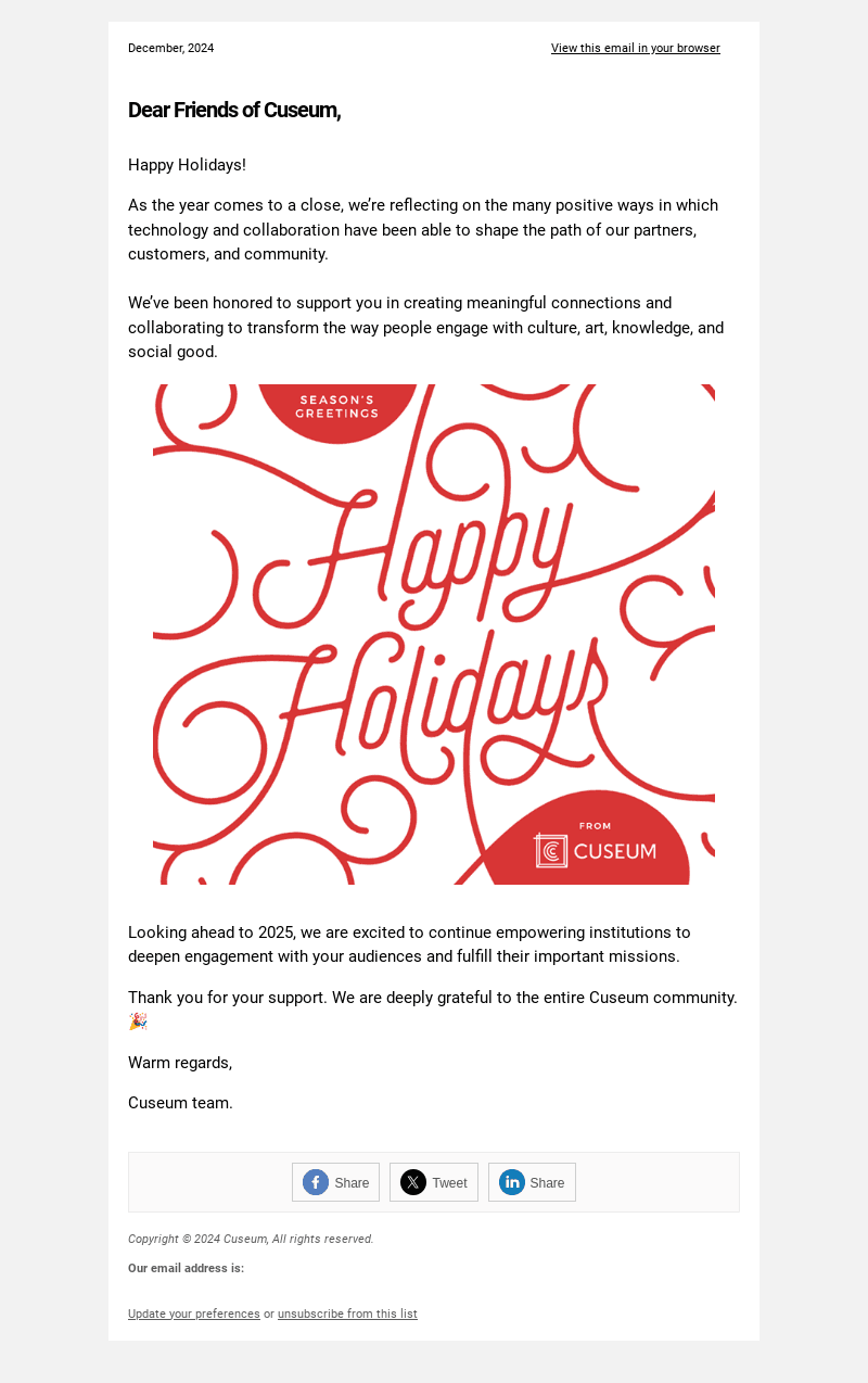 Warm Holiday Wishes From Cuseum 🌟