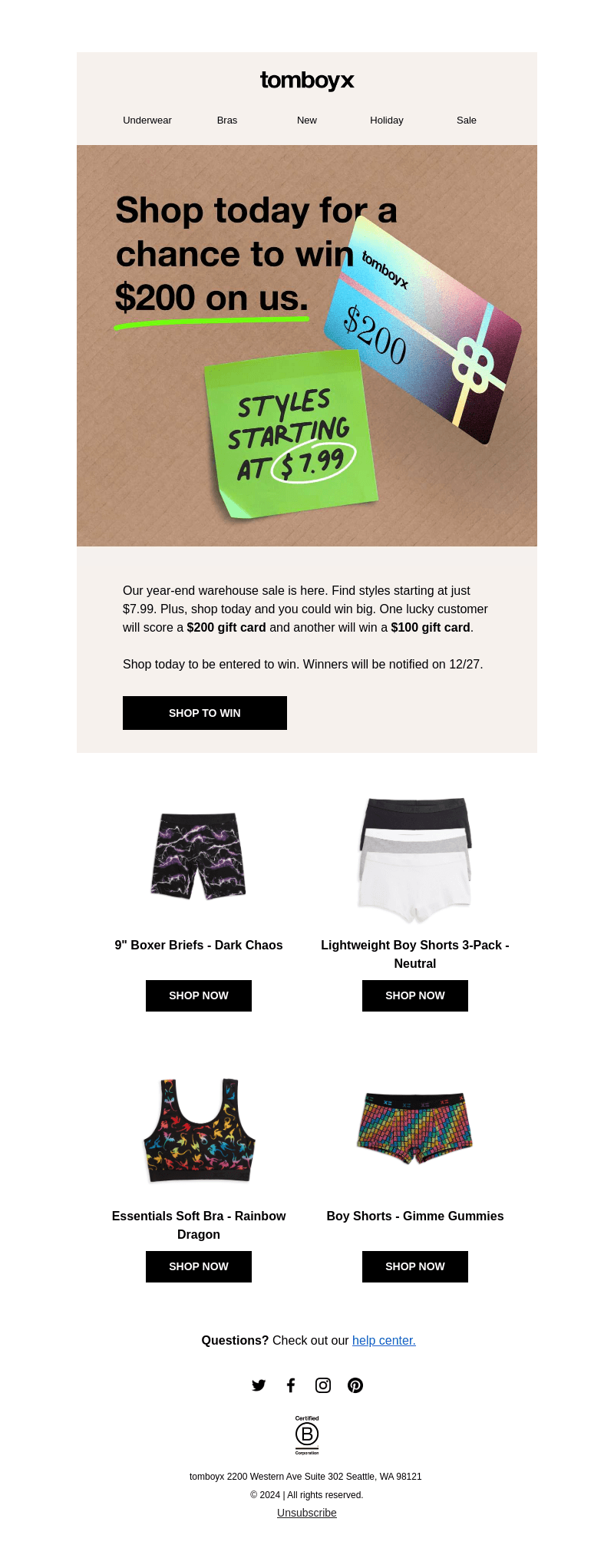 Shop today to win $200