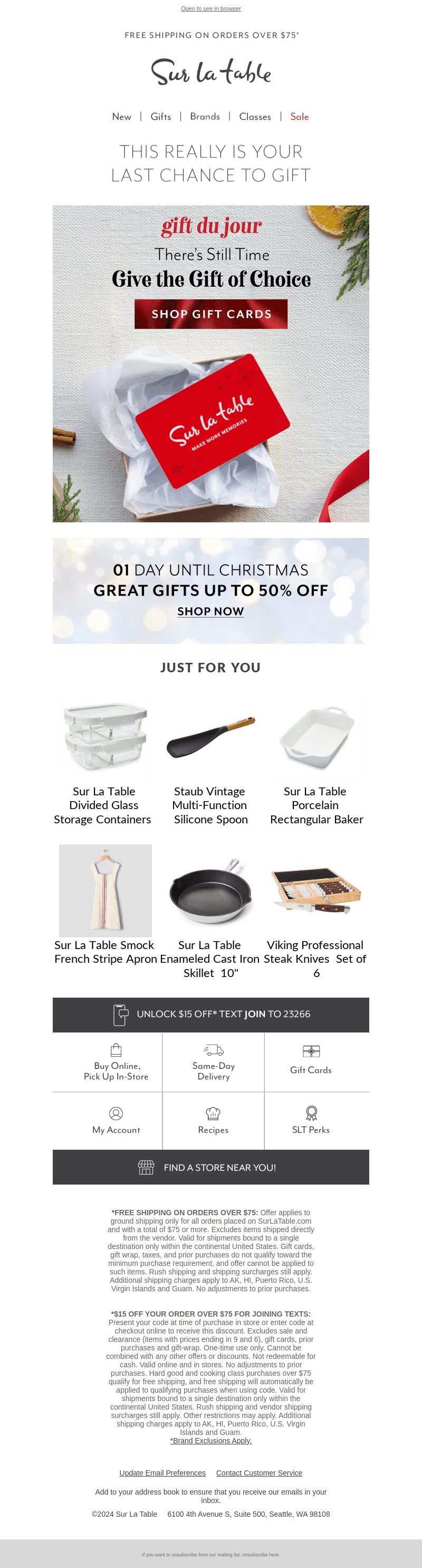 Sur La Table email from Tue, Dec 24, 2024