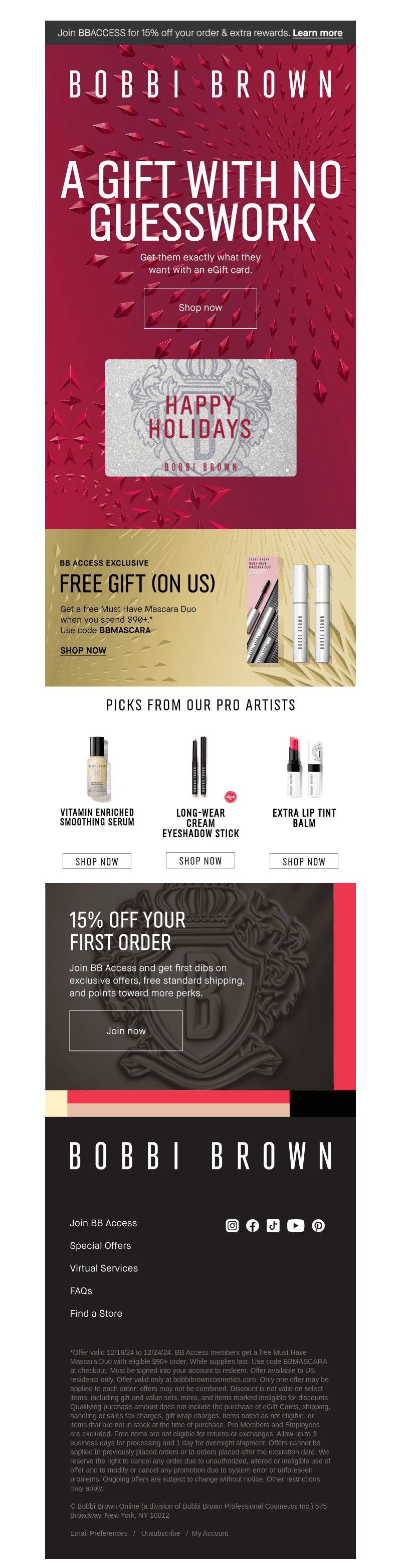 Bobbi Brown Cosmetics email from Tue, Dec 24, 2024