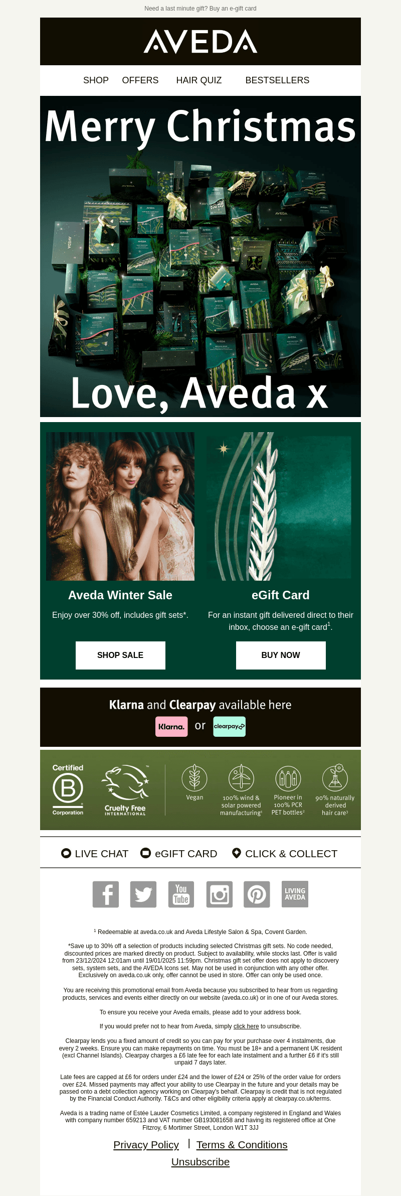 Merry Christmas, from Aveda 🎄