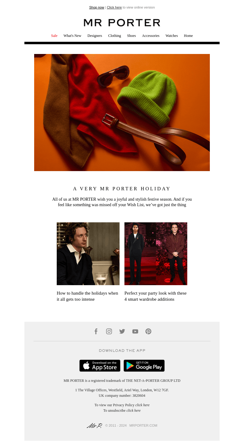 Happy holidays from MR PORTER