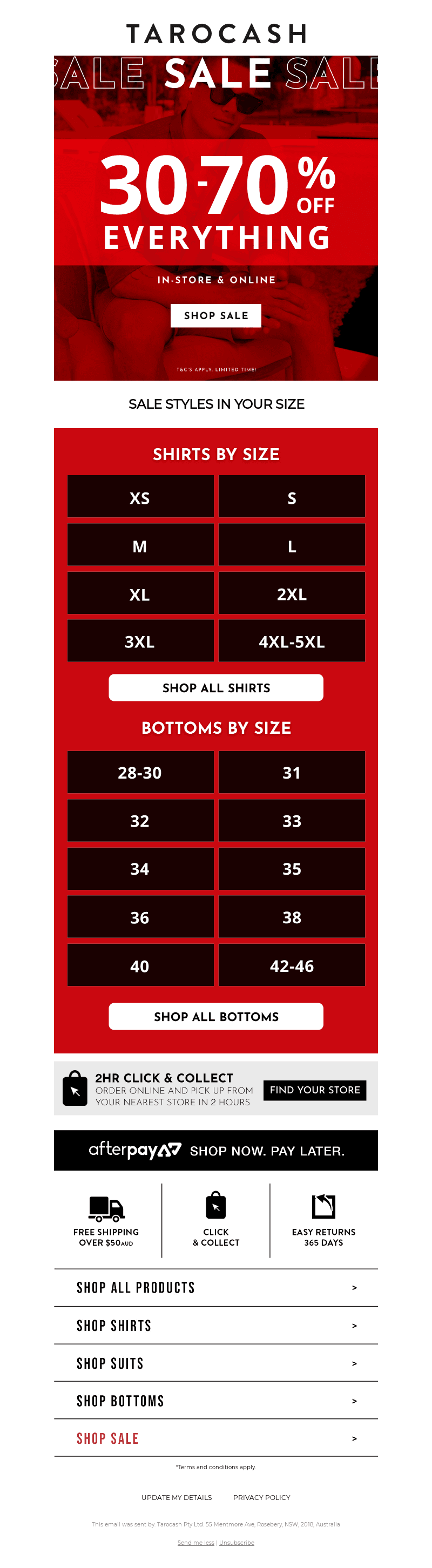 Your Size Now 30-70% Off