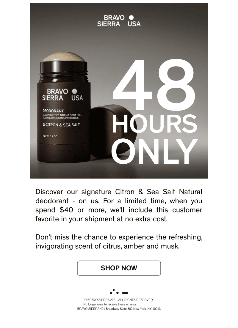 Complimentary Deodorant with your Order