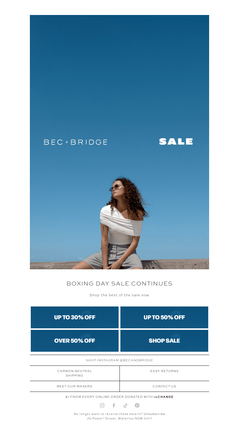 BOXING DAY SALE CONTINUES