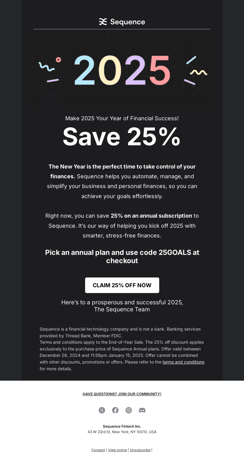 New Years Deal Alert: 25% Off Sequence Annual Plan! 🎉