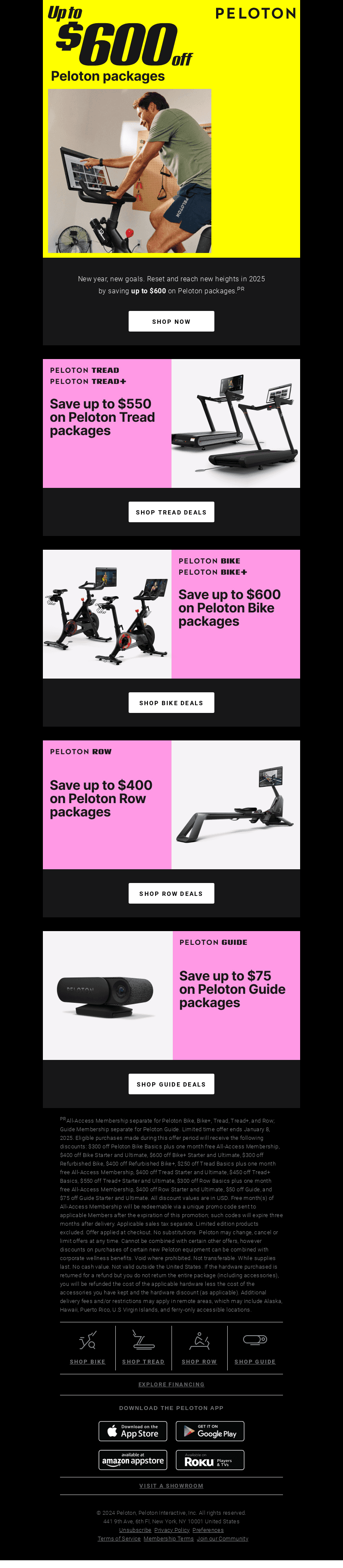 Save up to $600 on Peloton packages