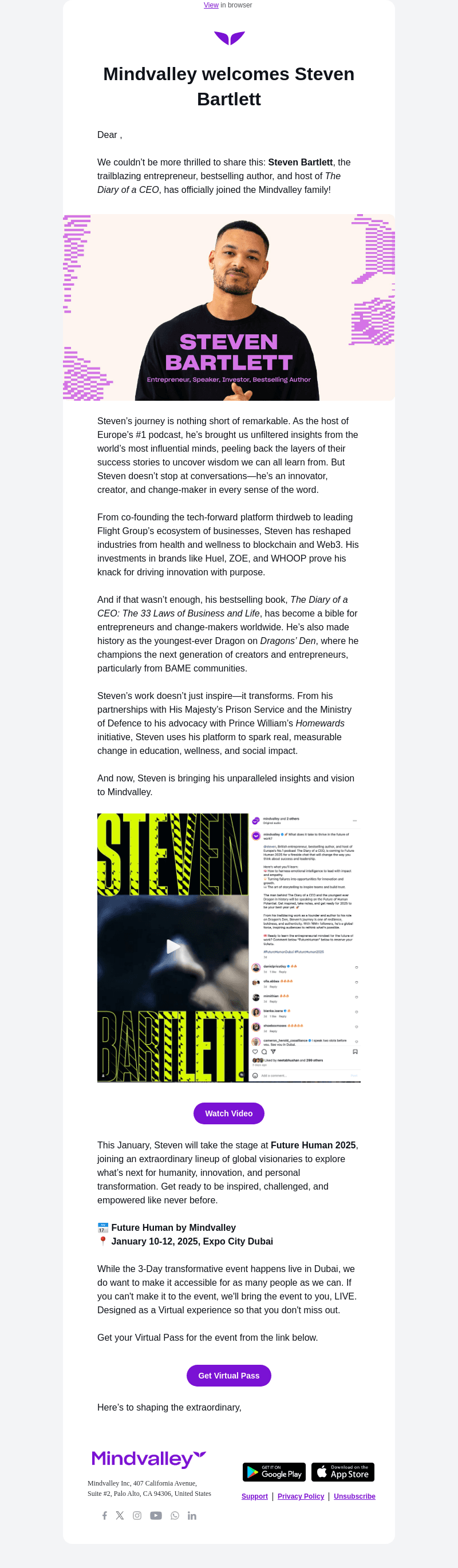 Mindvalley email from Thu, Dec 26, 2024