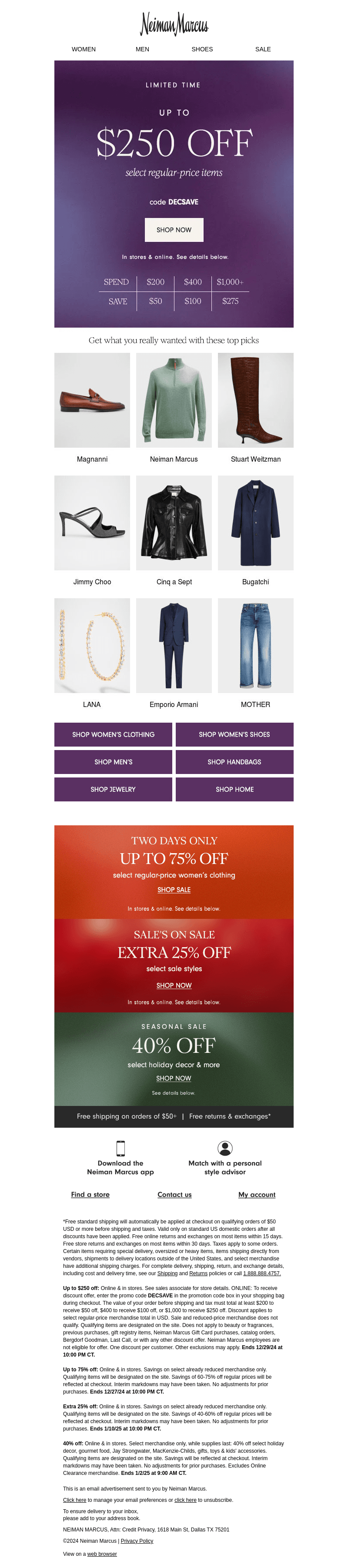 Up to $250 off your next purchase!