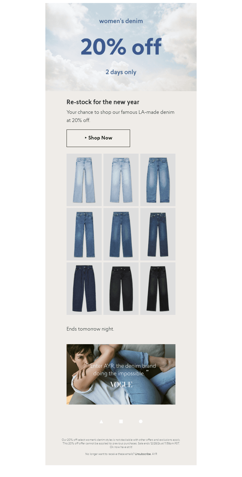FLASH SALE | 20% off denim