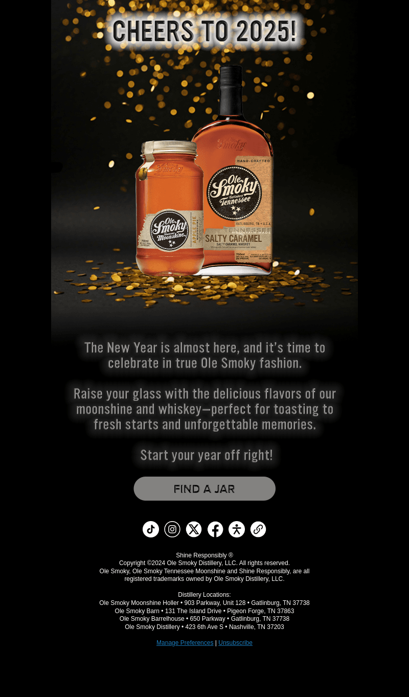 Ole Smoky Distillery email from Fri, Dec 27, 2024