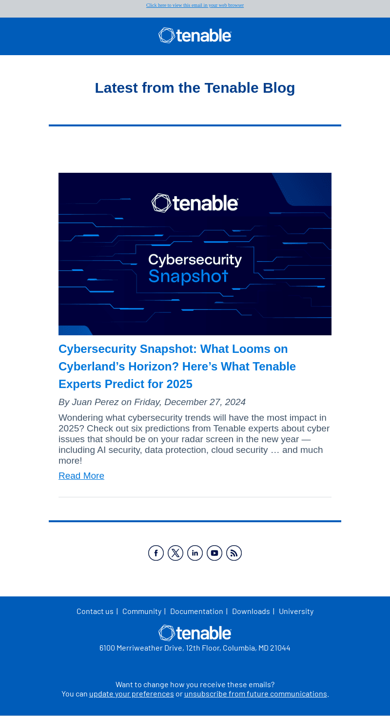 Latest from the Tenable Blog - Dec 27, 2024