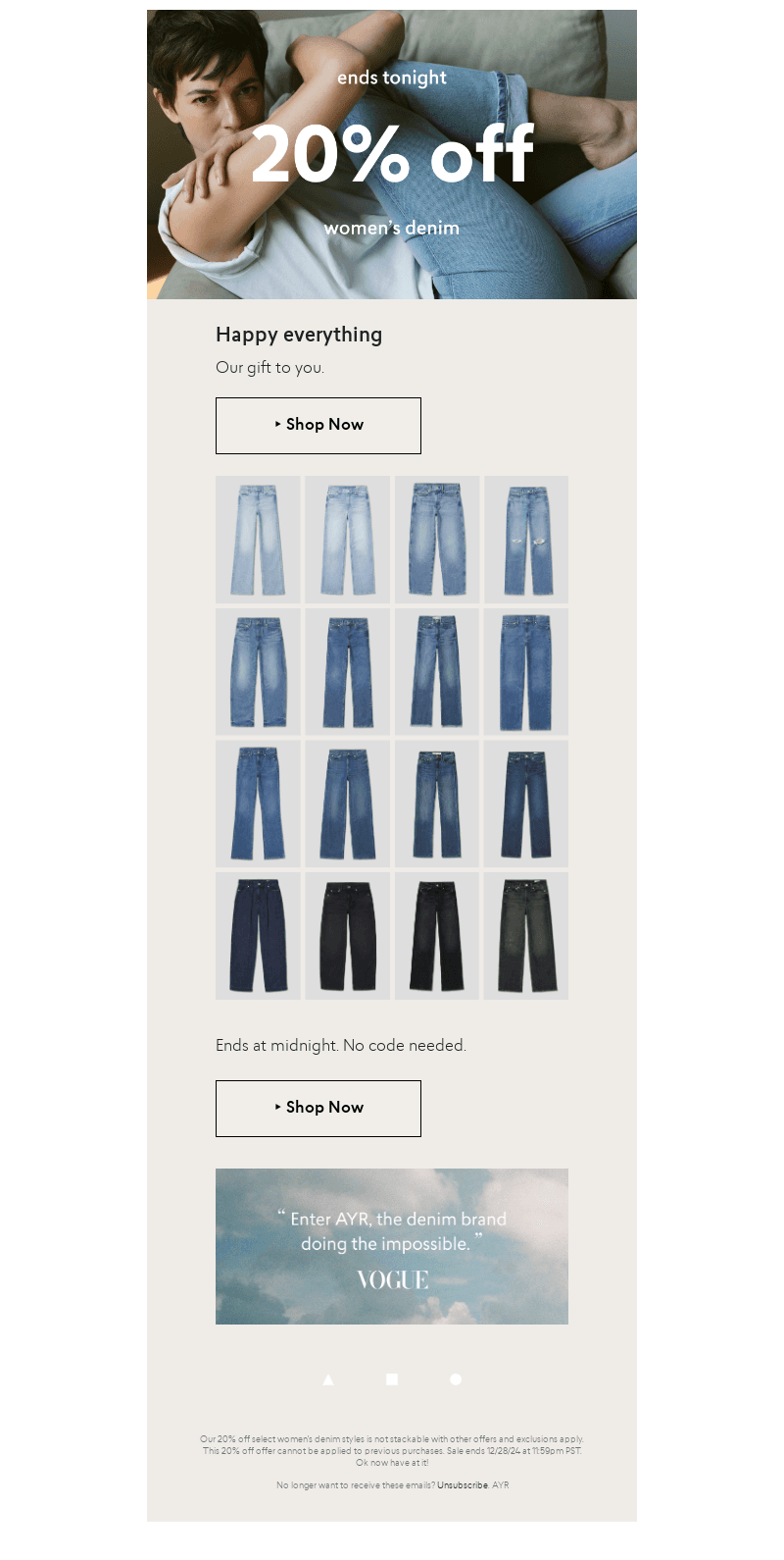 LAST CHANCE | 20% off jeans