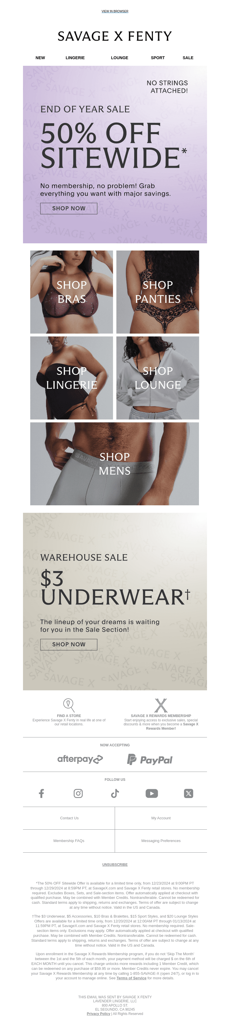 Savage X Fenty email from Sun, Dec 29, 2024
