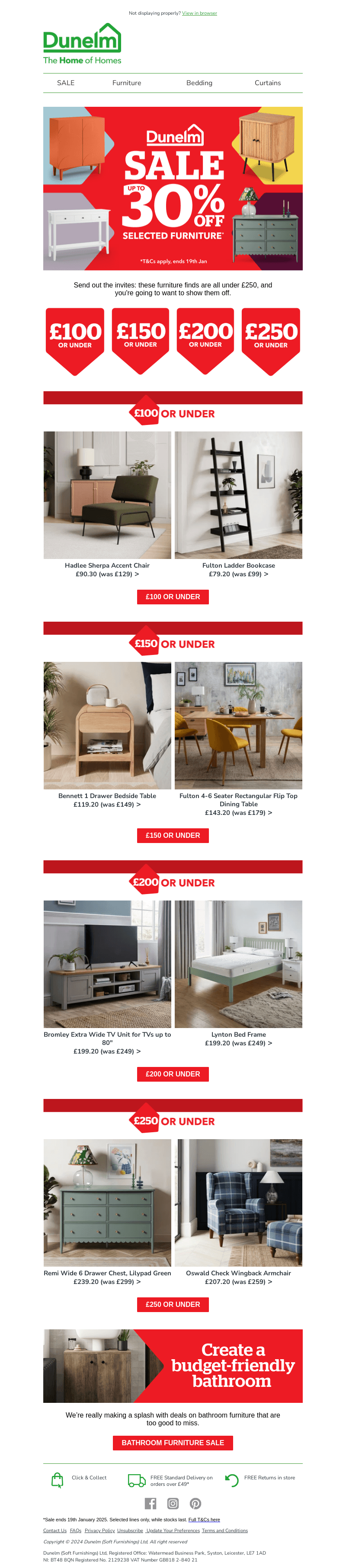 Furniture finds for under £250