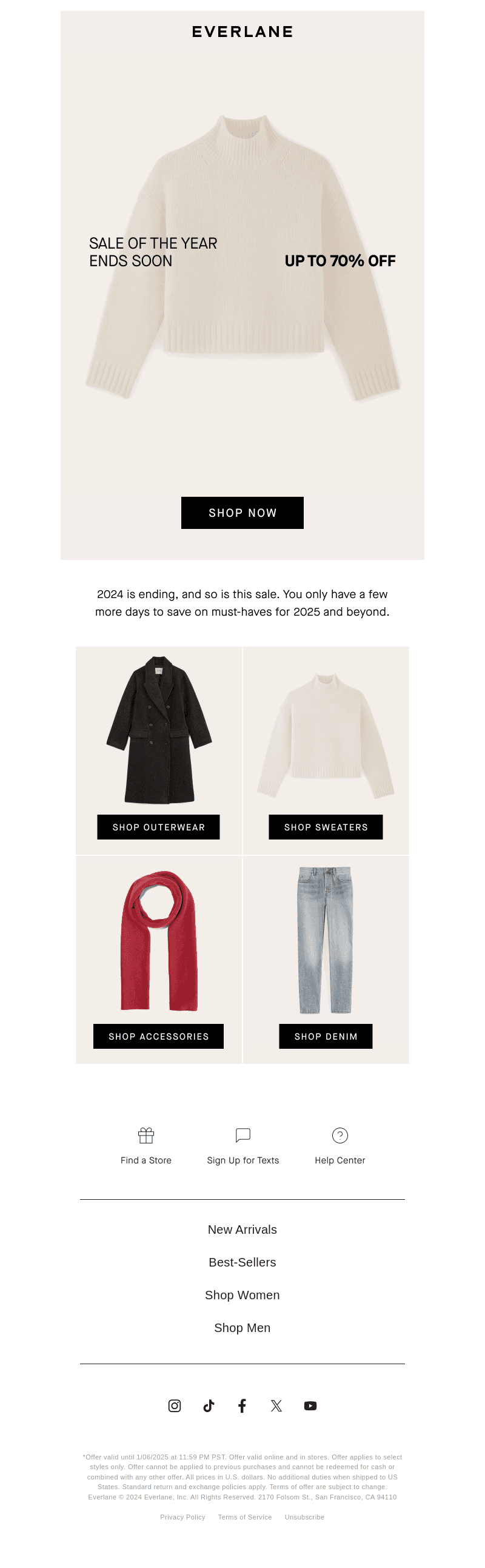 Everlane email from Mon, Dec 30, 2024