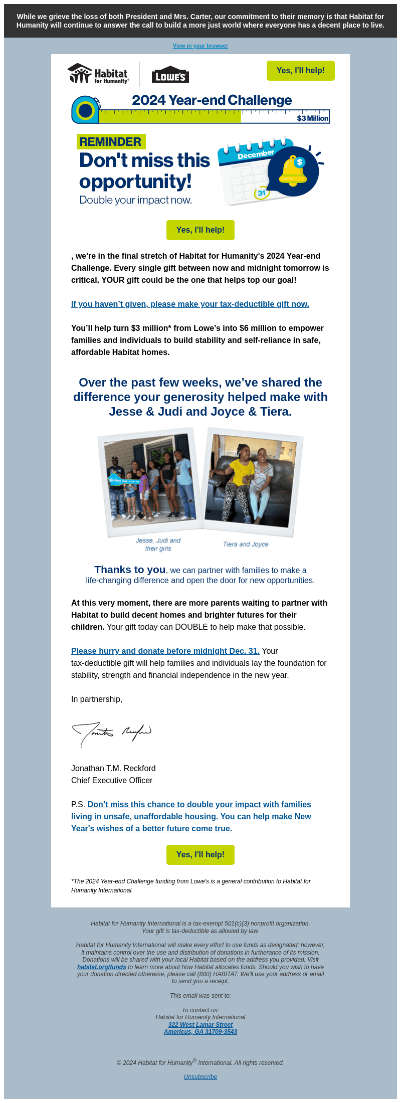 Habitat email from Mon, Dec 30, 2024