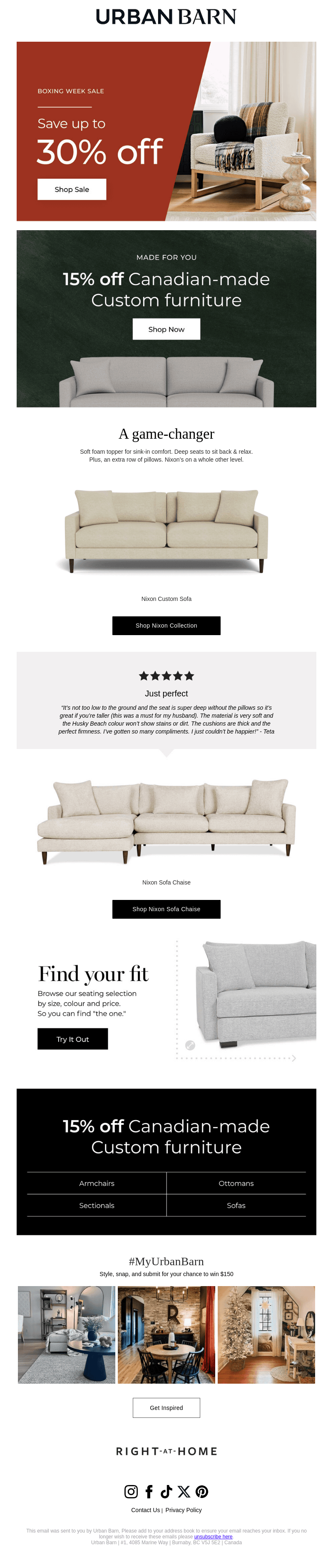 Our best-selling Custom sofas are 15% off