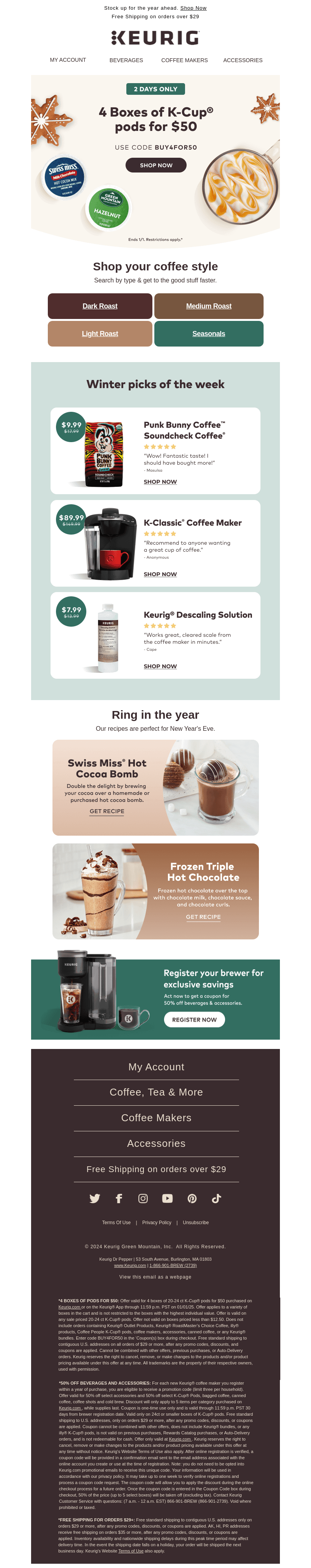 Keurig email from Tue, Dec 31, 2024