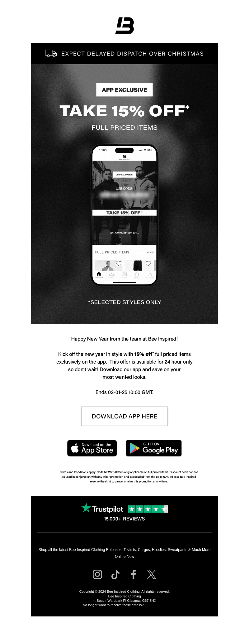 App Exclusive: 15% OFF* 🎉