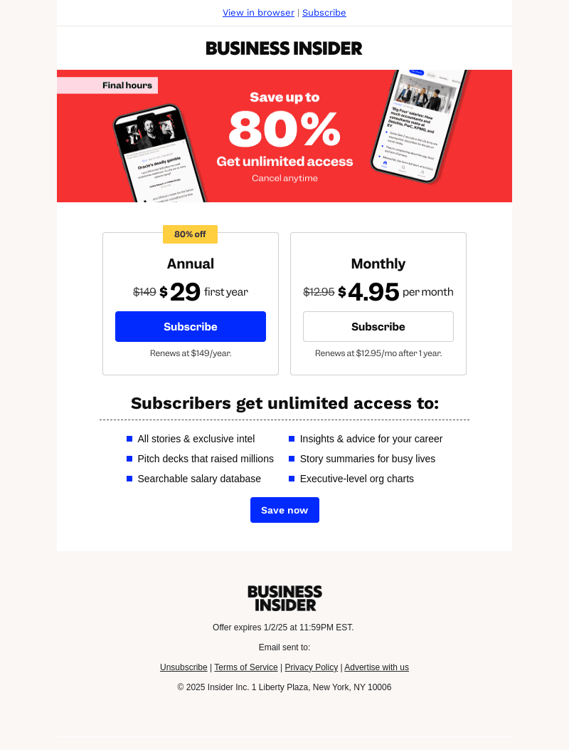 LAST DAY to save 80%
