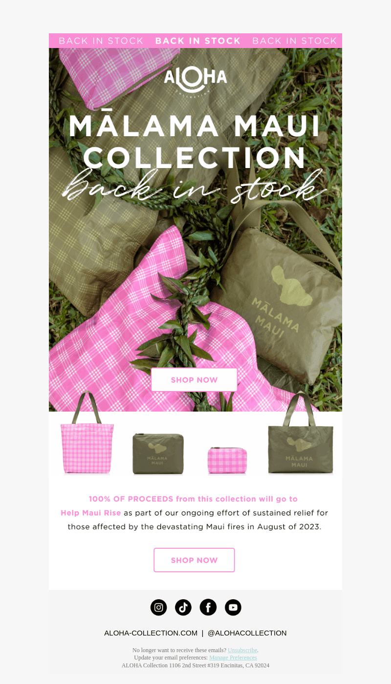 ALOHA Collection email from Thu, Jan 2, 2025