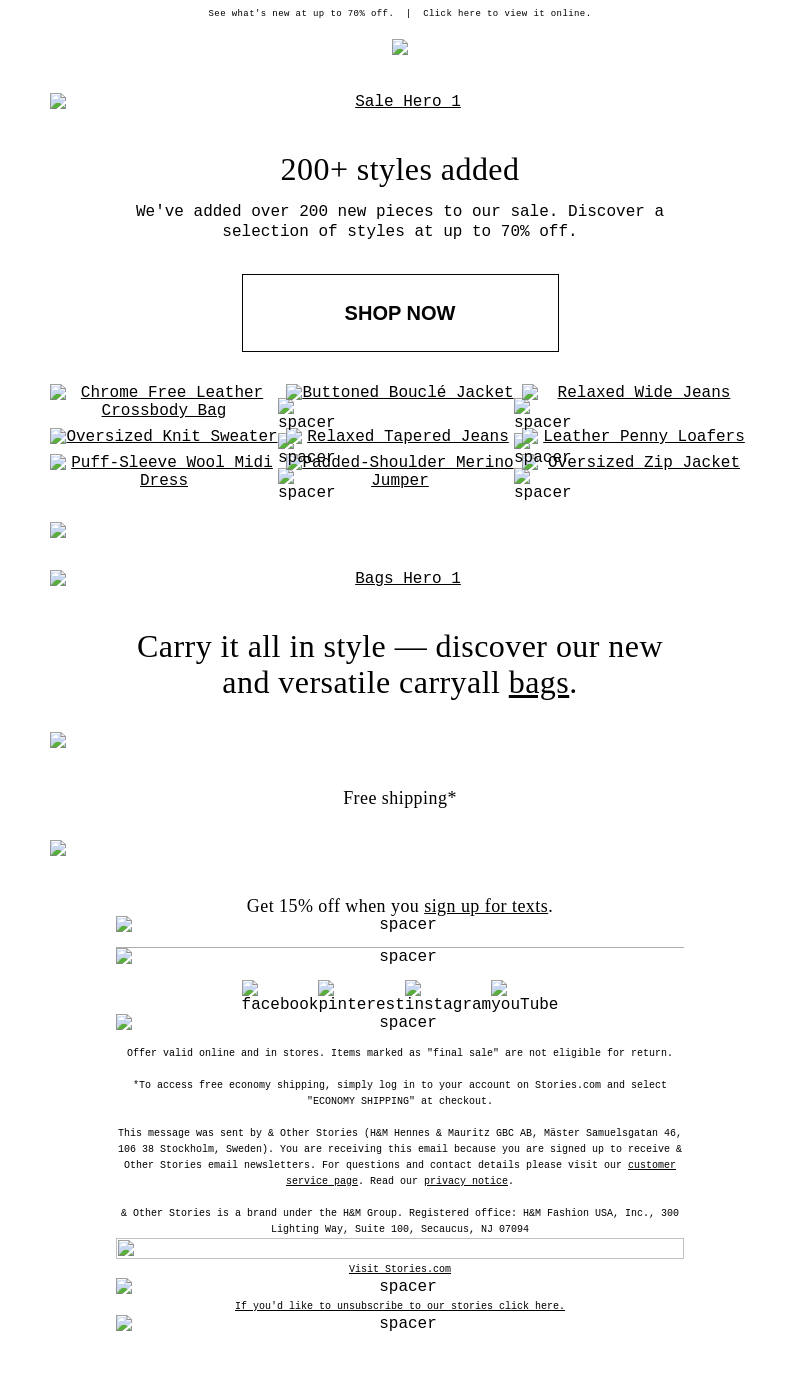 200+ styles added to SALE