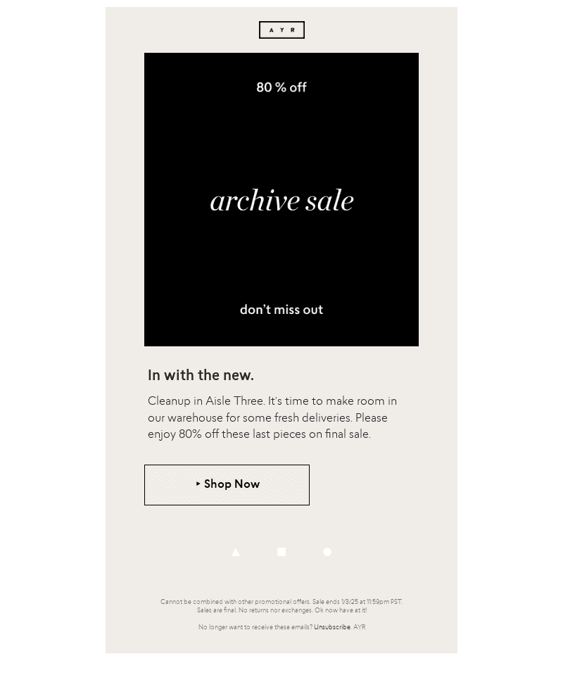 ARCHIVE SALE | 80% off