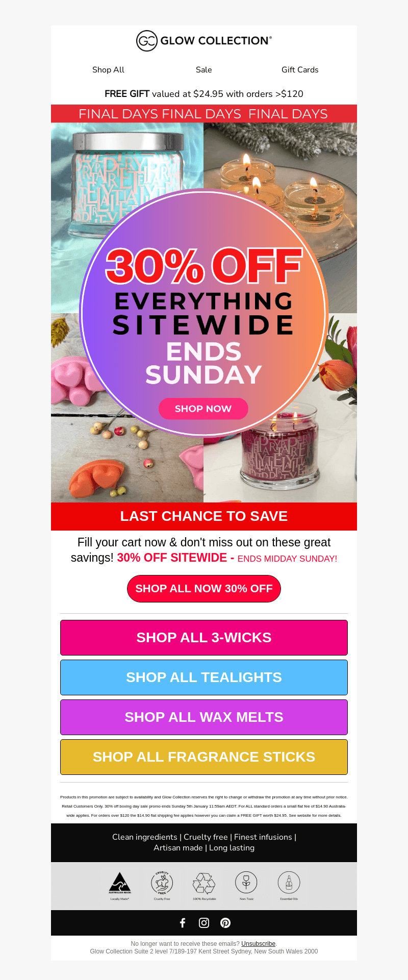 FINAL DAYS - 30% OFF SITEWIDE!