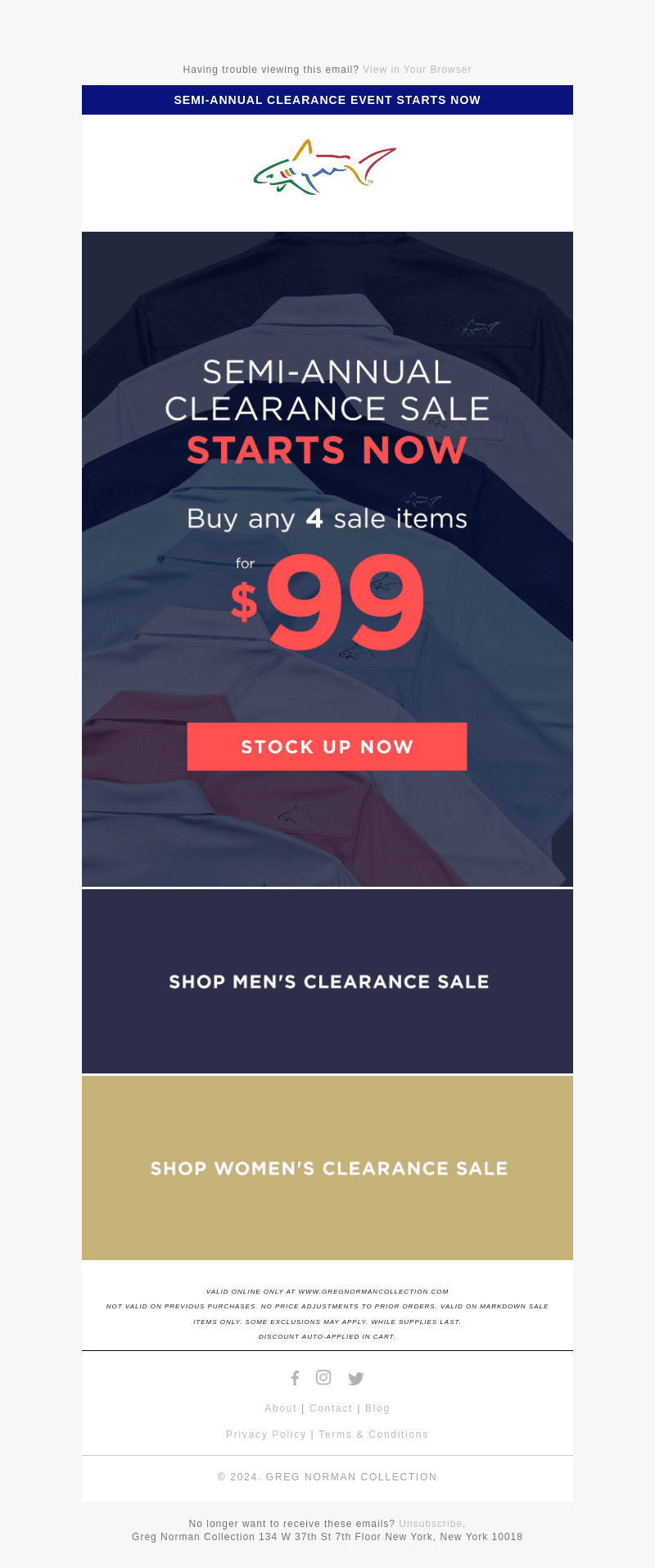 Semi-Annual Clearance Event Starts Now