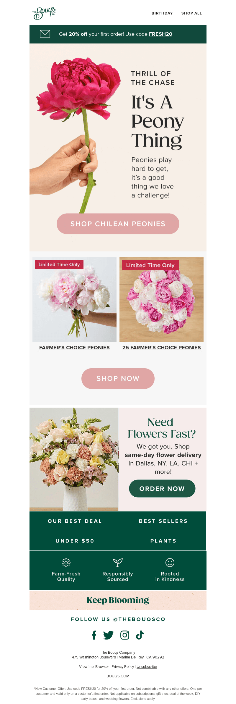 The Bouqs Co. email from Sat, Jan 4, 2025