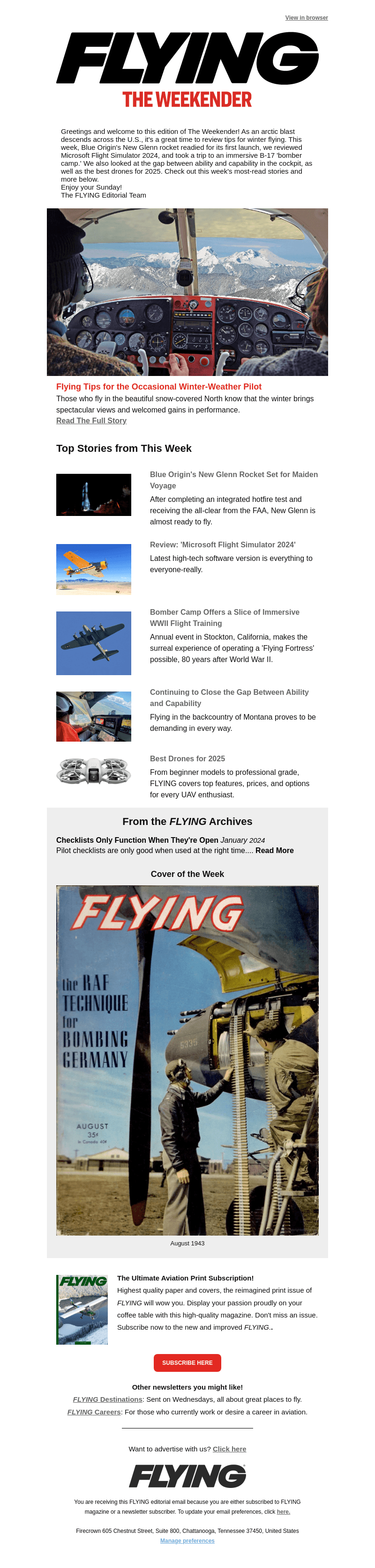Flying Magazine email from Sun, Jan 5, 2025