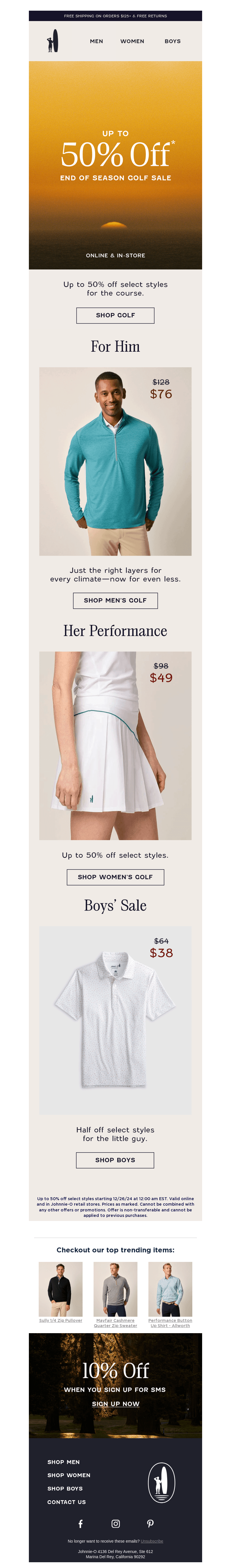 Up to 50% Off Select Golf Styles!