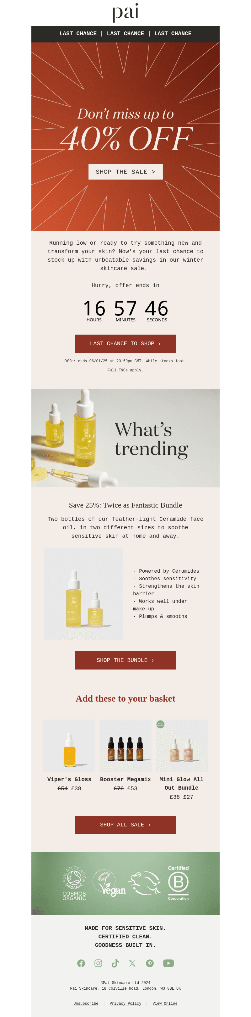 Ends tonight! Up to 40% off