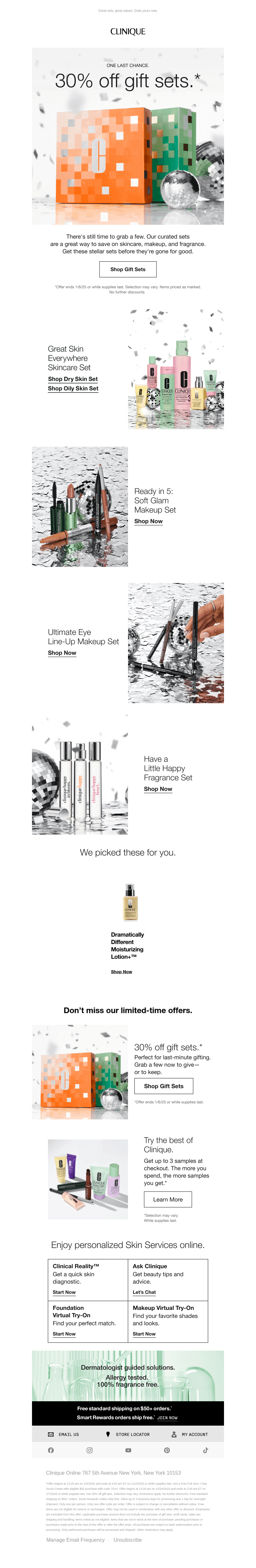 Ends tonight. 30% off gift sets.