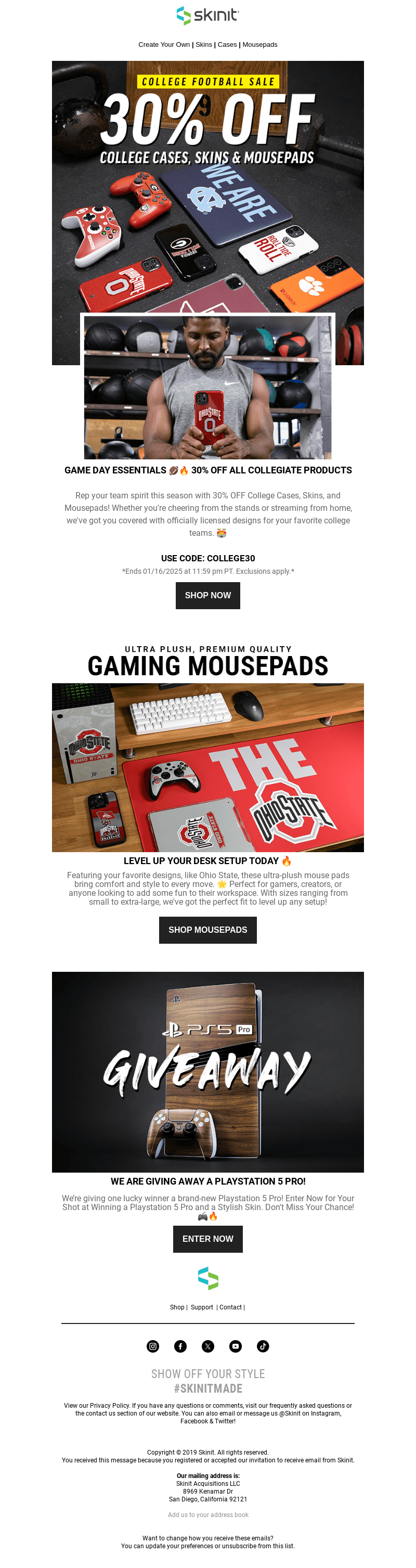 Skinit email from Mon, Jan 6, 2025
