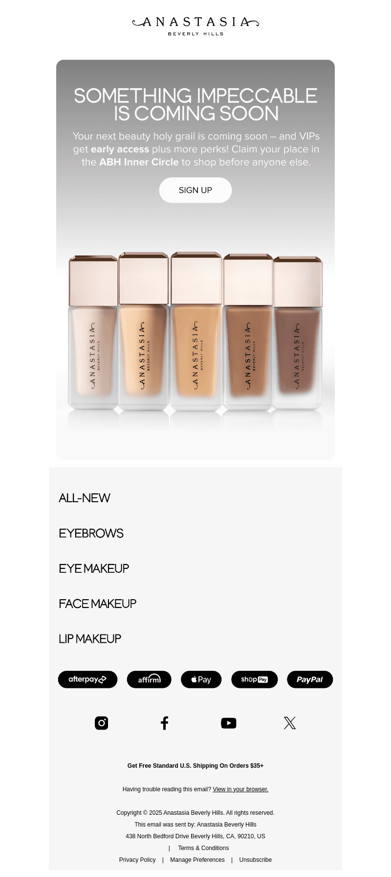 Anastasia Beverly Hills email from Mon, Jan 6, 2025