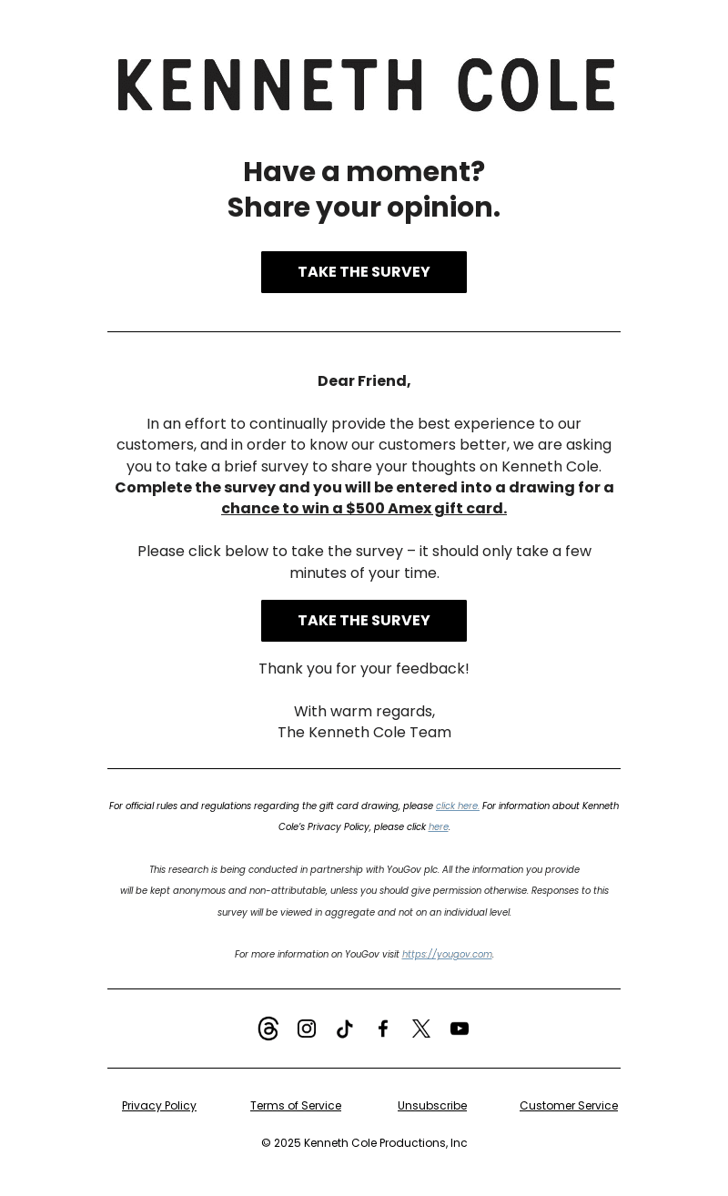Kenneth Cole email from Mon, Jan 6, 2025