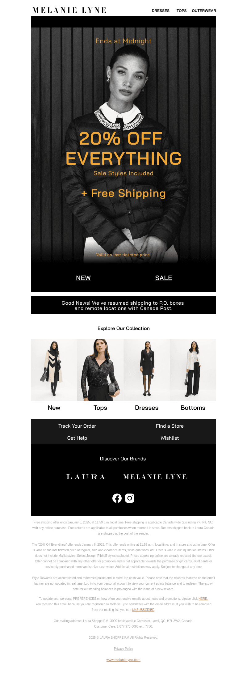 Ends at Midnight: 20% Off + Free Shipping