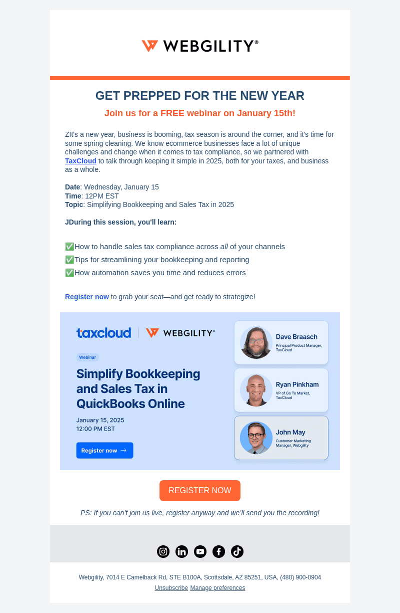 Webgility email from Tue, Jan 7, 2025