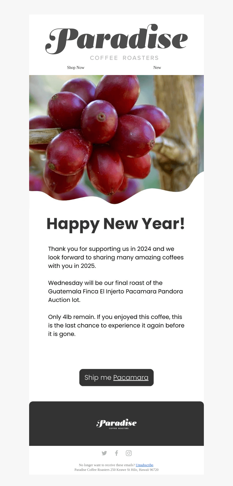 Happy New Year from Paradise Coffee Roasters!