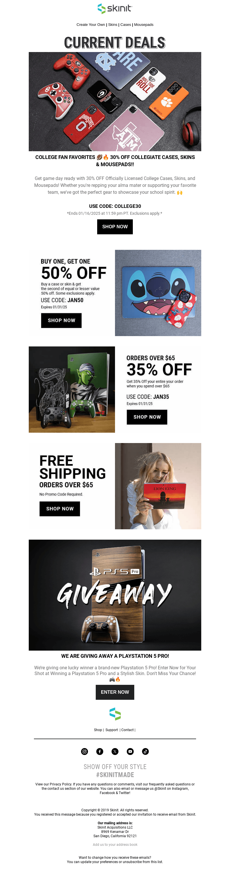 Skinit email from Wed, Jan 8, 2025