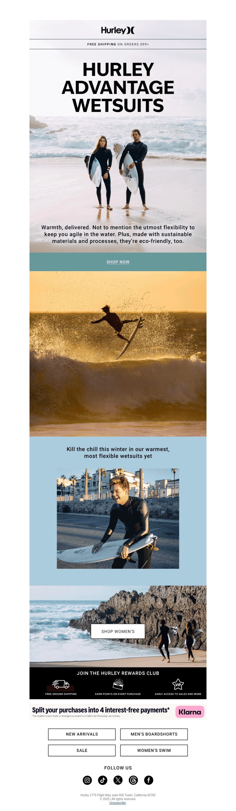 Shop Hurley Advantage wetsuits🌊❄️