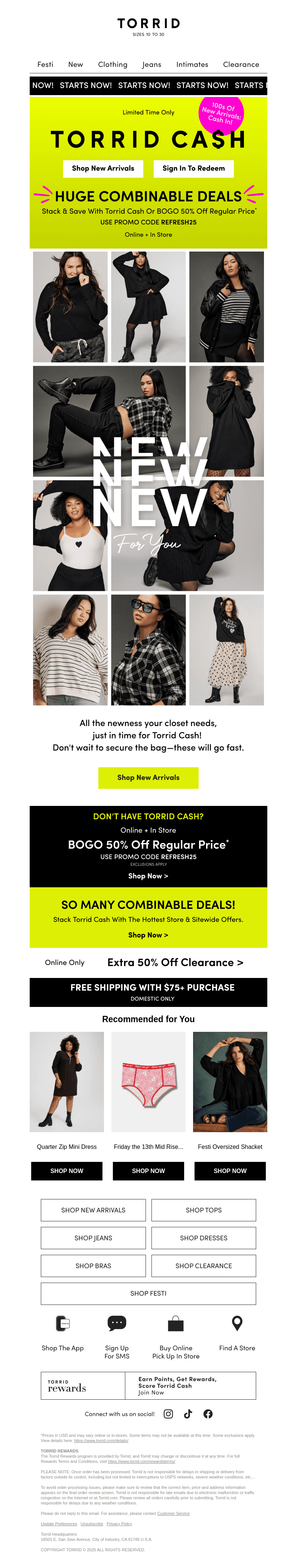 Torrid Cash starts NOW!