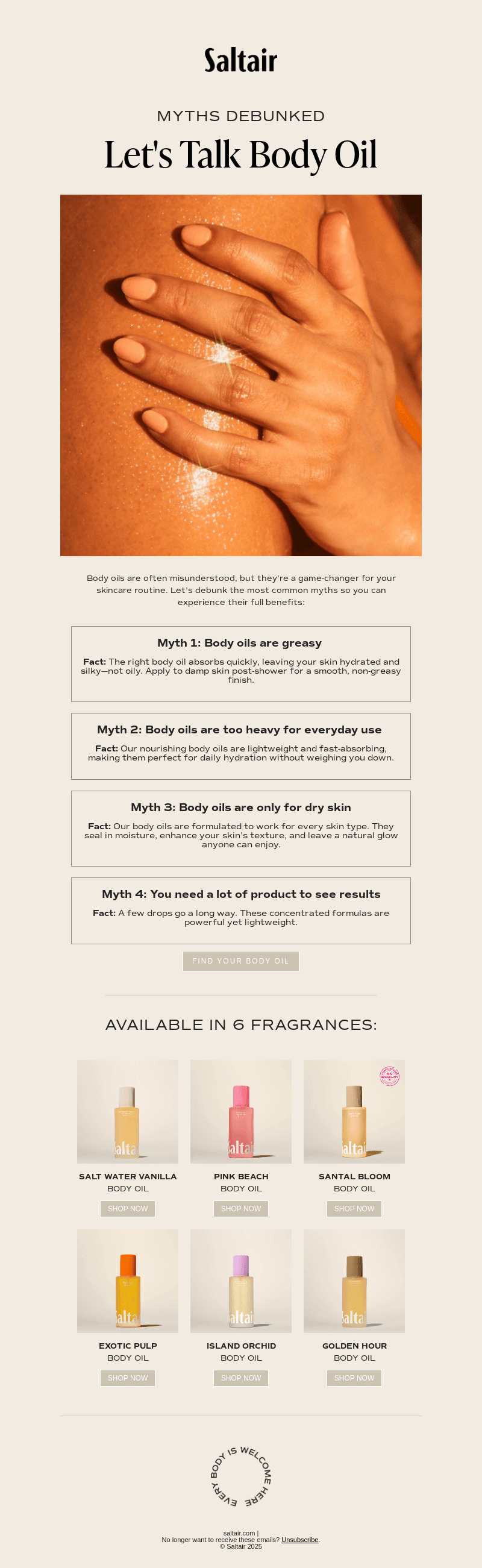 Body Oil Myths, Debunked