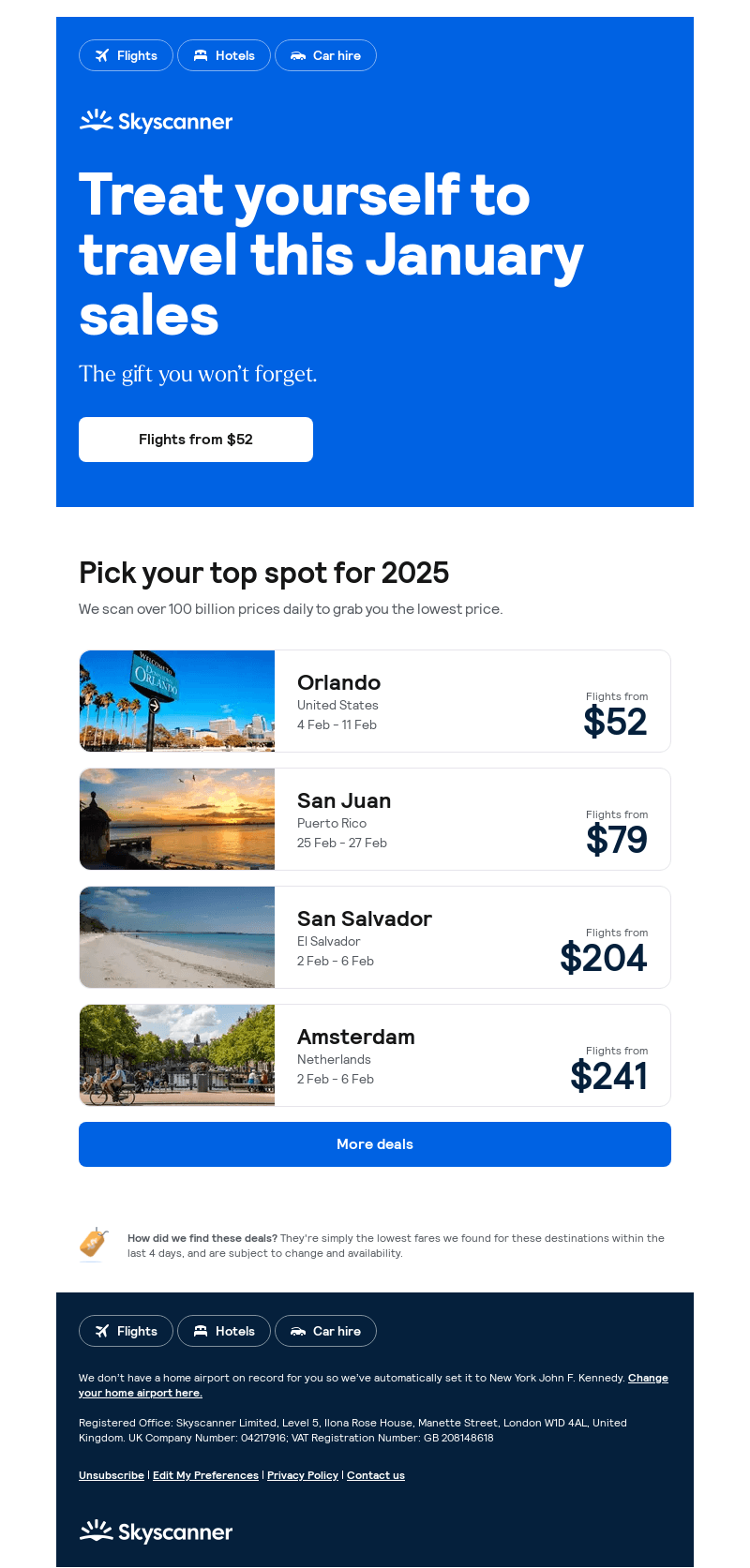 January sales flights, from only $52 ✈