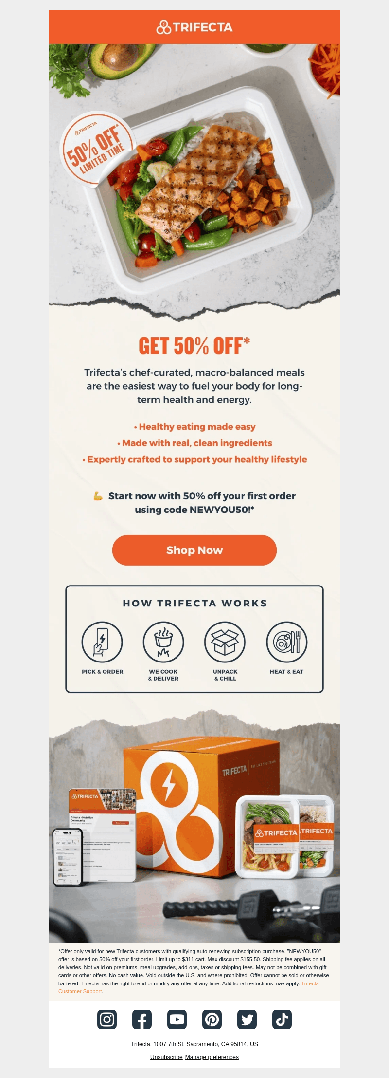 Enjoy 50% off healthy, balanced meals 🥳️