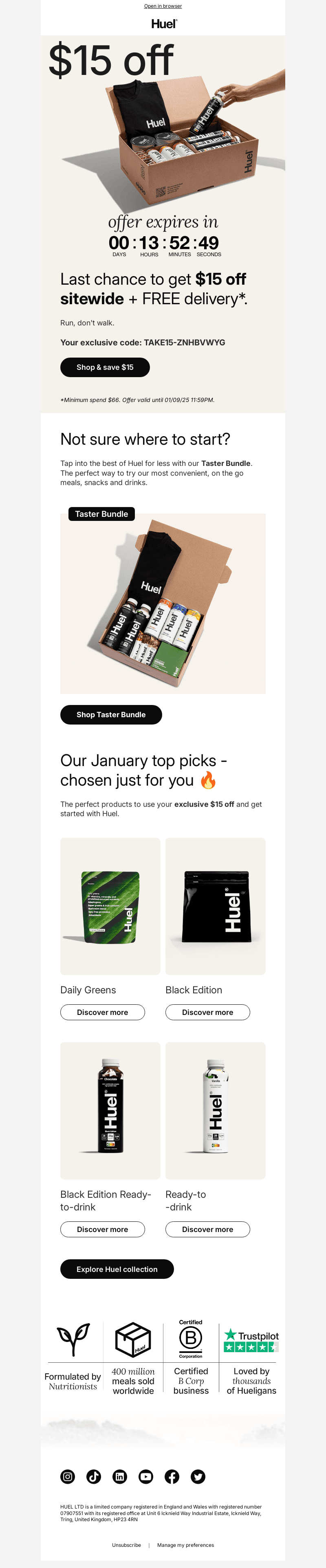 $15 off sitewide, last chance ⏳