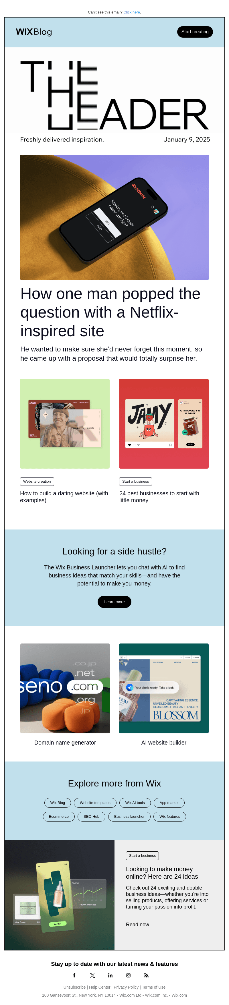 Wix email from Thu, Jan 9, 2025